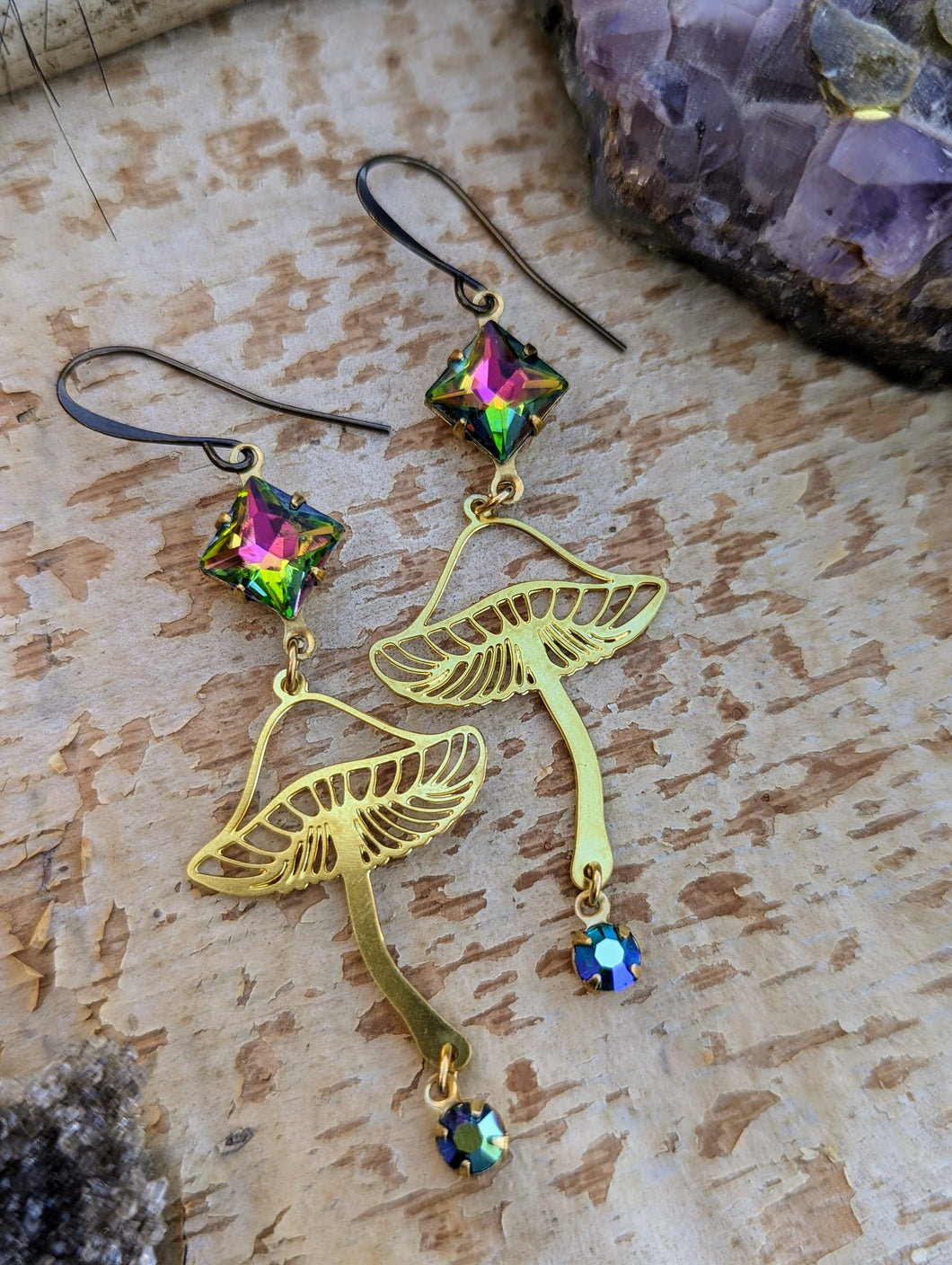 Rhinestone Mushroom Earrings 2