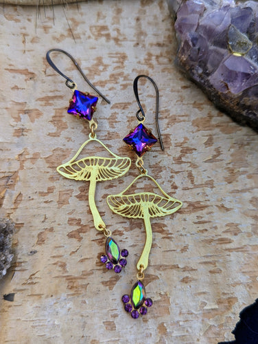 Rhinestone Mushroom Earrings 1