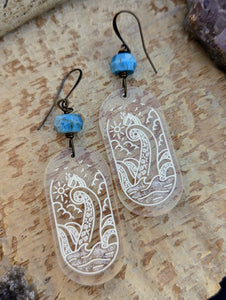 Clear Acrylic Octopus Tentacle Earrings with Apatite