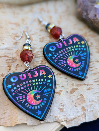 Rainbow Ouija Planchette Earrings