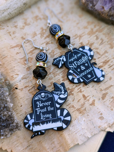 Asymmetrical Beetlejuice Sandworm Earrings