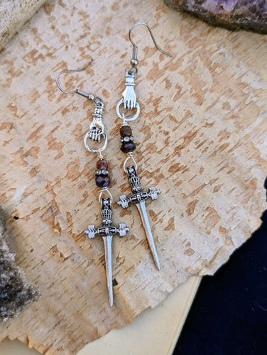 Garnet and Ruby Dagger Earrings