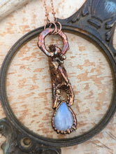 Load image into Gallery viewer, Crab Claw and Moonstone Copper Electroformed Necklace