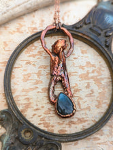 Load image into Gallery viewer, Crab Claw and Labradorite Copper Electroformed Necklace