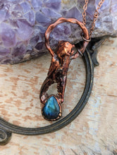Load image into Gallery viewer, Crab Claw and Labradorite Copper Electroformed Necklace