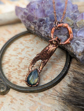 Load image into Gallery viewer, Crab Claw and Labradorite Copper Electroformed Necklace 2