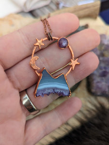 Mini Druzy Amethyst Mountain Copper Electroformed Necklace 1