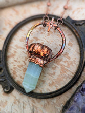 Load image into Gallery viewer, Copper Electroformed Pumpkin and Blue Aragonite Necklace