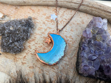 Load image into Gallery viewer, Aura-coated Druzy Amethyst Moon Necklace