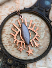 Load image into Gallery viewer, Electroformed Evil Eye Amulet Pendant with Sunstone