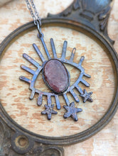 Load image into Gallery viewer, Electroformed Evil Eye Amulet Pendant with Rhodochrosite