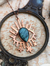 Load image into Gallery viewer, Electroformed Evil Eye Amulet Pendant with Labradorite