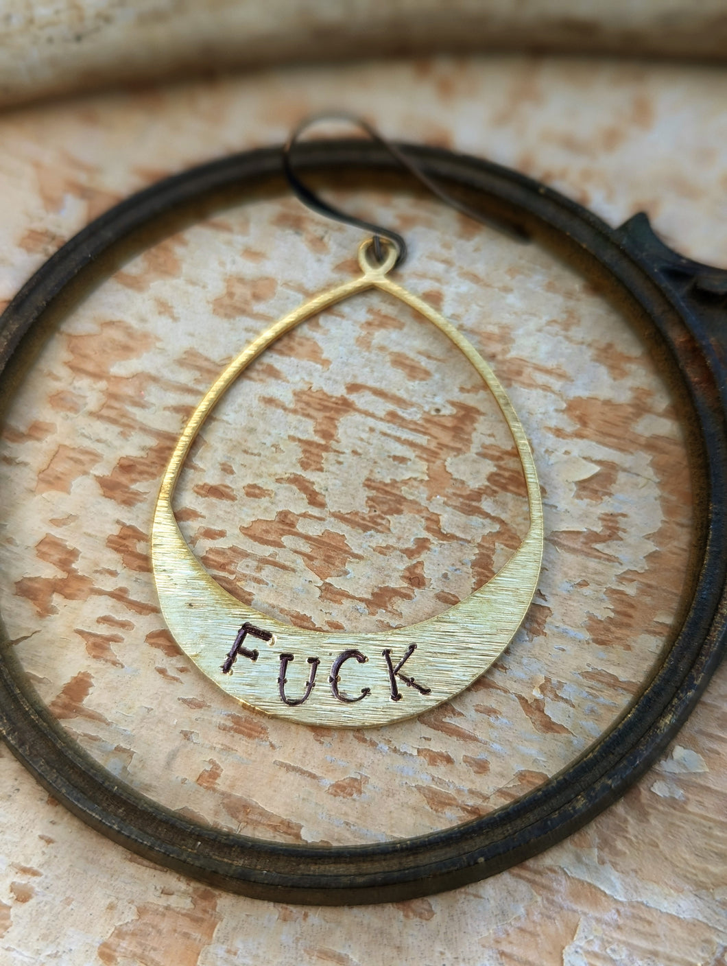FUCK - *Single* Stamped Brass Earring - Mix & Match
