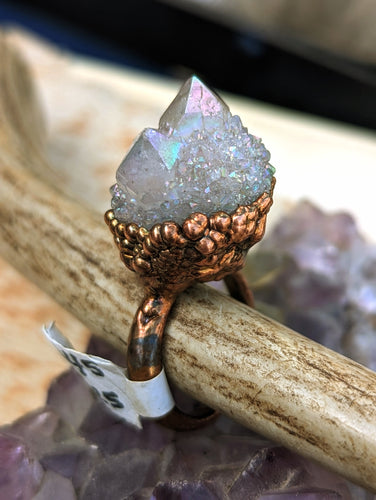 Size 6.25 Aura-Spirit Quartz Electroformed Ring