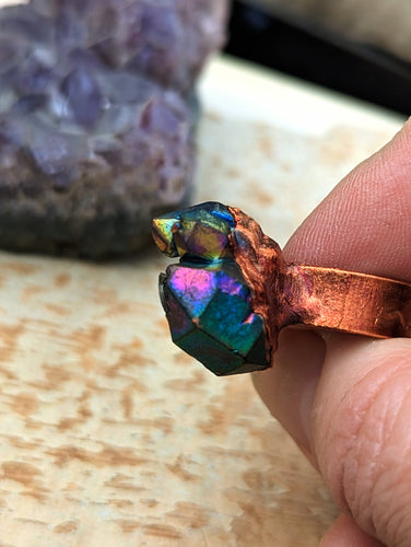 Size 7 Titanium Coated Amethyst Electroformed Ring