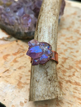 Load image into Gallery viewer, Size 8 Titanium Coated Amethyst Electroformed Ring