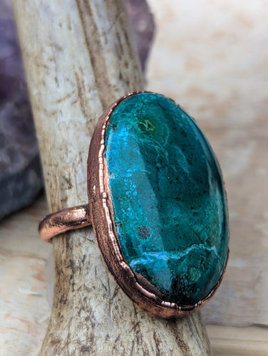Size 8.25 Chrysocolla Electroformed Ring