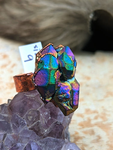 Size 9 Titanium Coated Amethyst Electroformed Ring