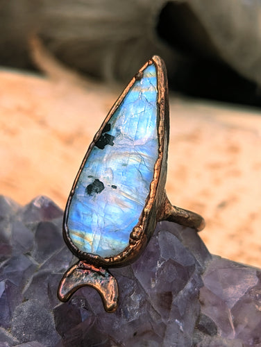 Size 9.75 Moonstone Electroformed Ring