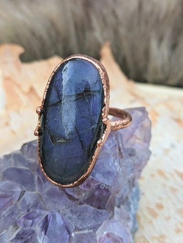 Size 11.5 Purple Labradorite Electroformed Ring